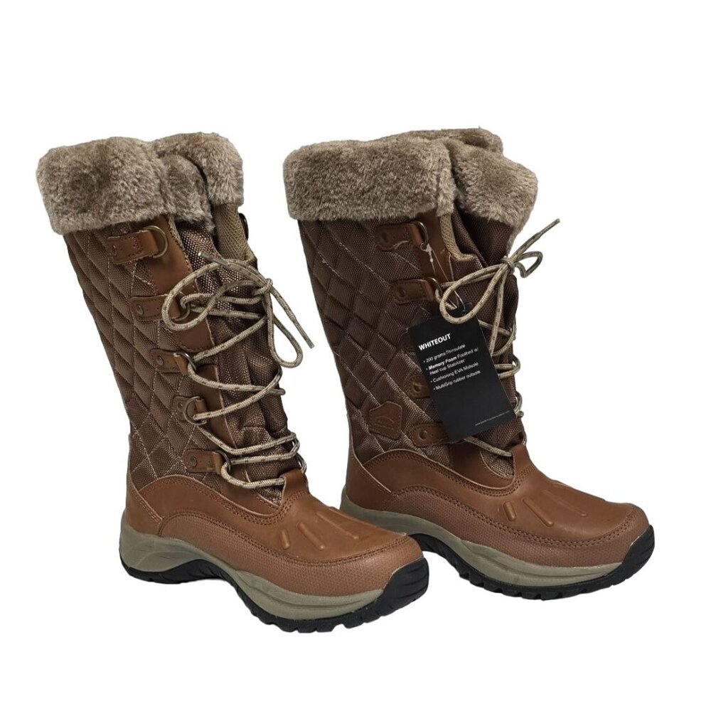 Pacific Mountain Womens Fur-Lined Thinsulate Winter Boots Quilted Pattern Size 9